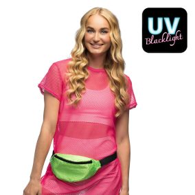 Neon zöld flitteres övtáska - UV fényben világító