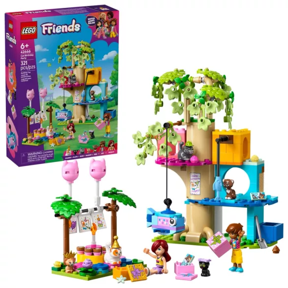 LEGO Friends 42666 Születésnapi cicazsúr és lombház cicáknak