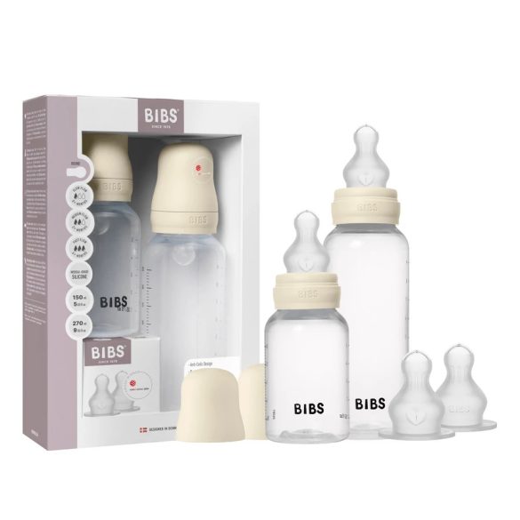 Bibs Cseperedő cumisüveg készlet Krémfehér 150/270 ml - szilikon cumifejjel