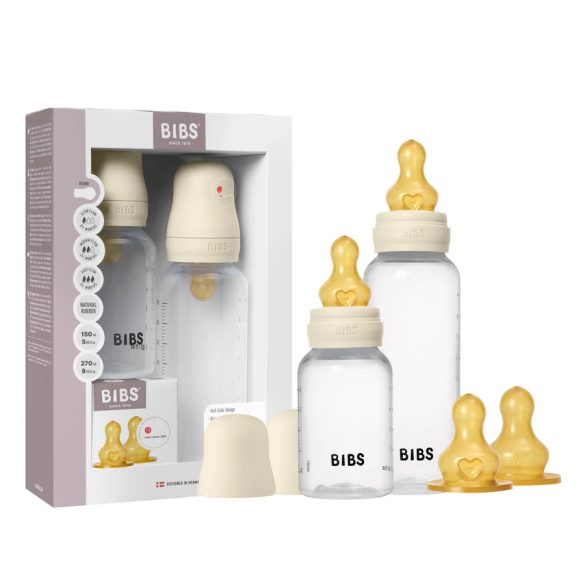 Bibs Cseperedő cumisüveg készlet Krémfehér 150/270 ml - natúr kaucsuk cumifejjel