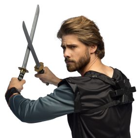 Nindzsa kard szett tartóval - 2 db