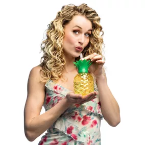 Ananászos LED pohár szívószállal (50 cl)