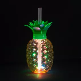 Ananászos LED pohár szívószállal (50 cl)