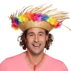 Hawaii szalmakalap virágdísszel
