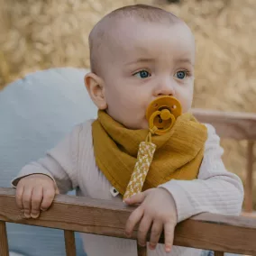 Bibs cumilánc - mustársárga-krémfehér