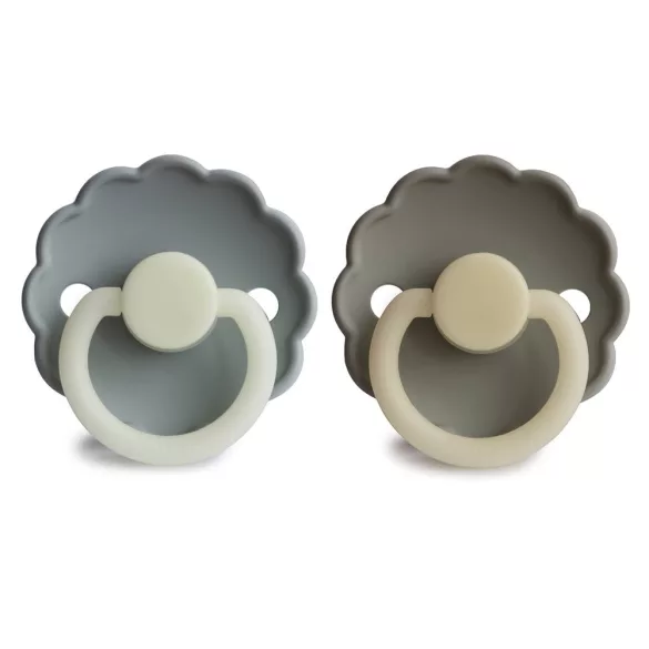 Frigg Daisy Night Szilikon cumi - 2 db-os szett - 0-6 hó - French grey/Portobello