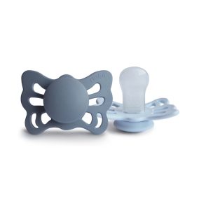   Frigg Anatómiai Szilikon cumi Butterfly - 2 db-os szett - 0-6 hó - Slate/Powder blue