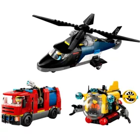   LEGO City Great Vehicles 60462 Helikopter, tűzoltóautó és tengeralattjáró egy csomagban