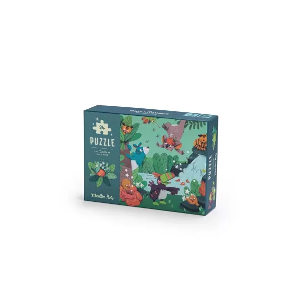 Moulin Roty - Dzsungel - sötétben világító, foszforeszkáló puzzle - A vízesés (24 db-os)