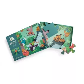   Moulin Roty - Dzsungel - sötétben világító, foszforeszkáló puzzle - A vízesés (24 db-os)