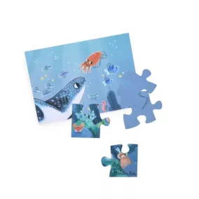   Moulin Roty - Pál polip kalandjai - sötétben világító, foszforeszkáló puzzle - A tenger alatt (24 db-os)