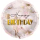 Happy Birthday márvány pink/arany fólia lufi - 45 cm