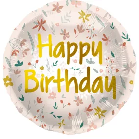 Happy Birthday Cute Flowers rózsaszín fólia lufi - 45 cm