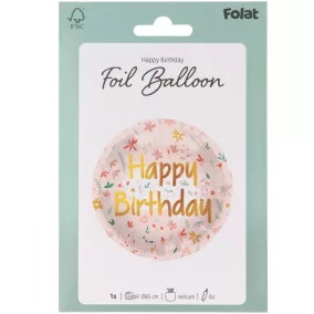 Happy Birthday Cute Flowers rózsaszín fólia lufi - 45 cm