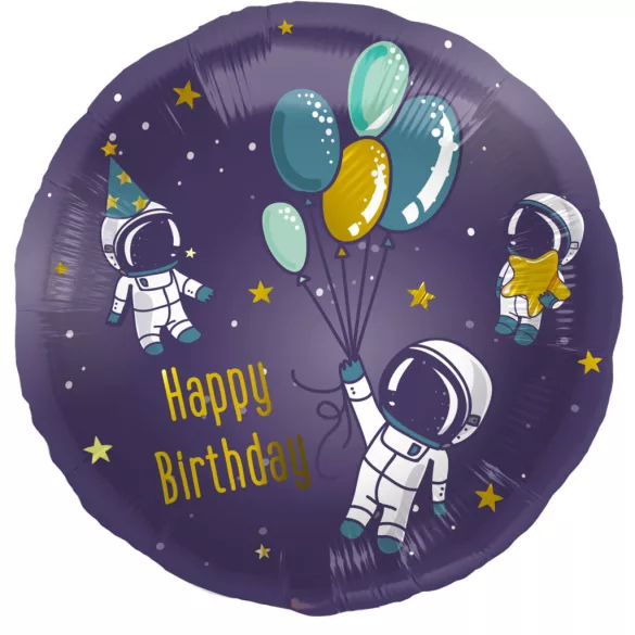 Happy Birthday űr mintás fólia lufi - 45 cm