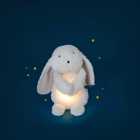   Moulin Roty - Pamacs és Pamut - Nyuszi plüss 29 cm és USB éjjeli fény