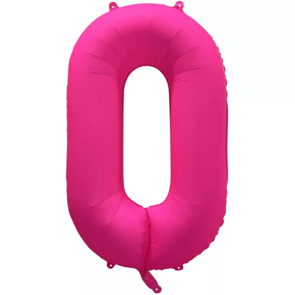 0 szám neon pink fólia lufi - 86 cm (UV fényben világít)