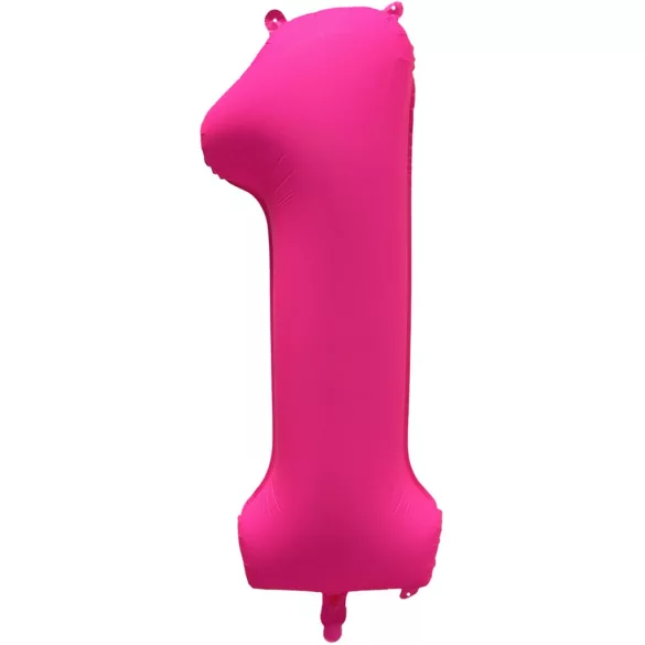 1 szám neon pink fólia lufi - 86 cm (UV fényben világít)