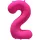2 szám neon pink fólia lufi - 86 cm (UV fényben világít)