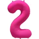 2 szám neon pink fólia lufi - 86 cm (UV fényben világít)
