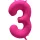 3 szám neon pink fólia lufi - 86 cm (UV fényben világít)