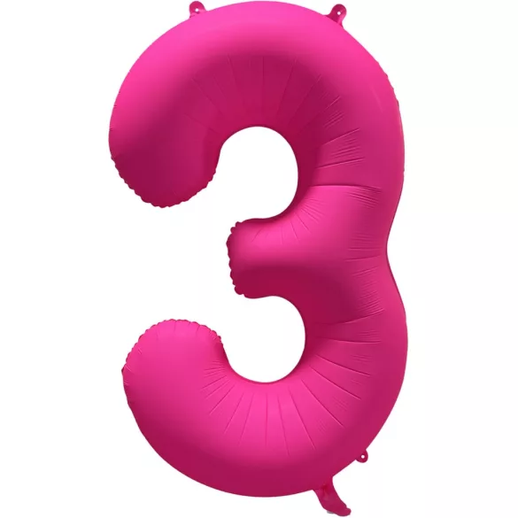 3 szám neon pink fólia lufi - 86 cm (UV fényben világít)