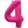 4 szám neon pink fólia lufi - 86 cm (UV fényben világít)