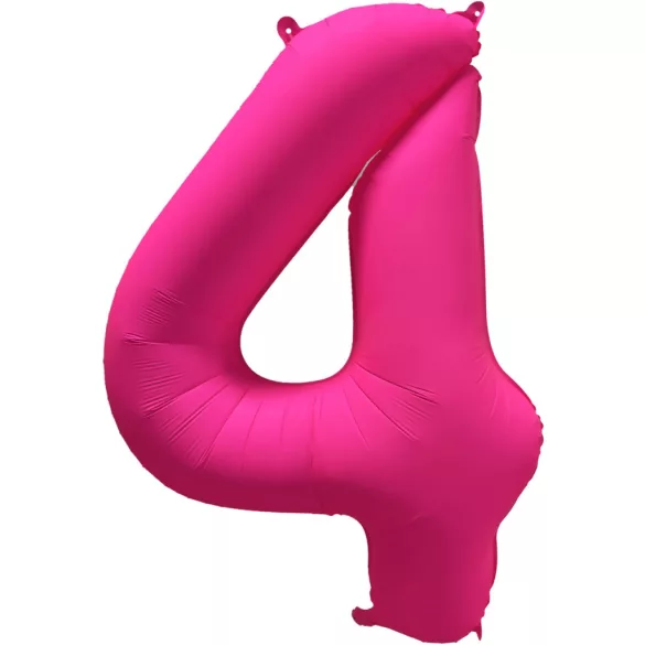 4 szám neon pink fólia lufi - 86 cm (UV fényben világít)