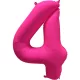 4 szám neon pink fólia lufi - 86 cm (UV fényben világít)