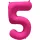 5 szám neon pink fólia lufi - 86 cm (UV fényben világít)