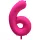 6 szám neon pink fólia lufi - 86 cm (UV fényben világít)