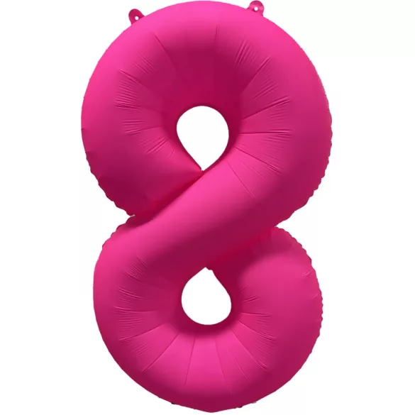 8 szám neon pink fólia lufi - 86 cm (UV fényben világít)