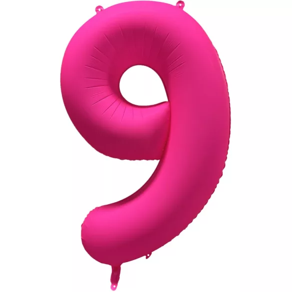 9 szám neon pink fólia lufi - 86 cm (UV fényben világít)