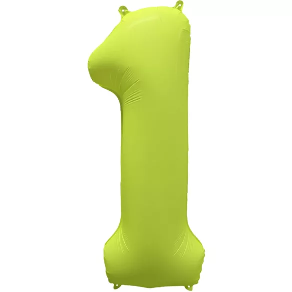 1 szám neon sárga fólia lufi - 86 cm (UV fényben világít)