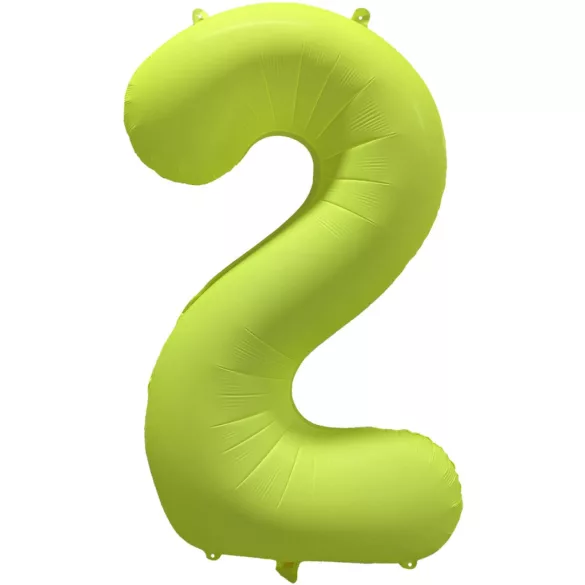 2 szám neon sárga fólia lufi - 86 cm (UV fényben világít)