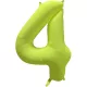 4 szám neon sárga fólia lufi - 86 cm (UV fényben világít)