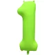 1 szám neon zöld fólia lufi - 86 cm (UV fényben világít)