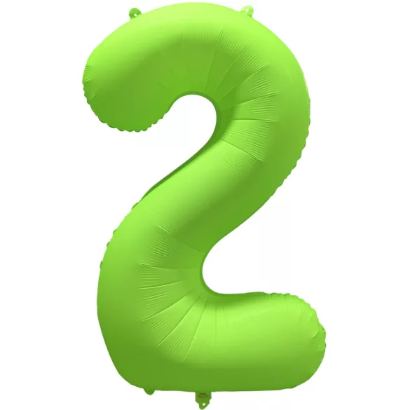 2 szám neon zöld fólia lufi - 86 cm (UV fényben világít)