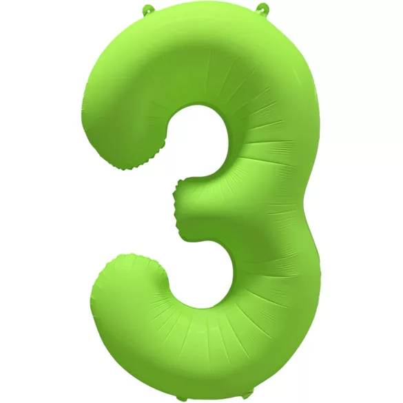 3 szám neon zöld fólia lufi - 86 cm (UV fényben világít)