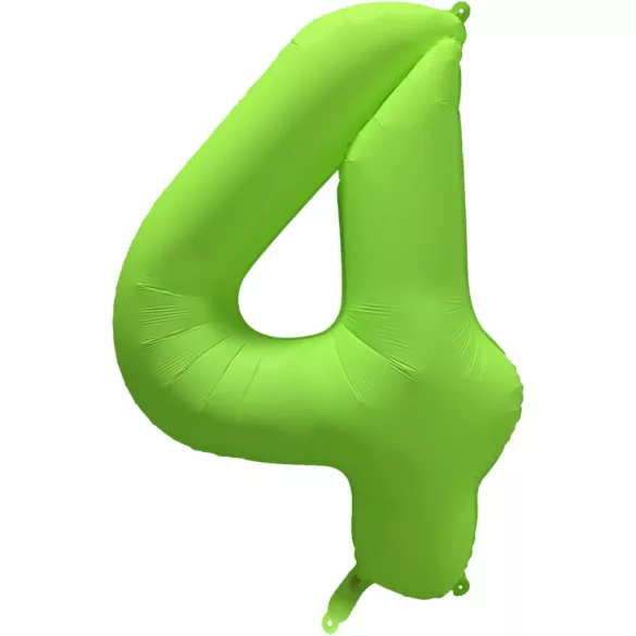 4 szám neon zöld fólia lufi - 86 cm (UV fényben világít)