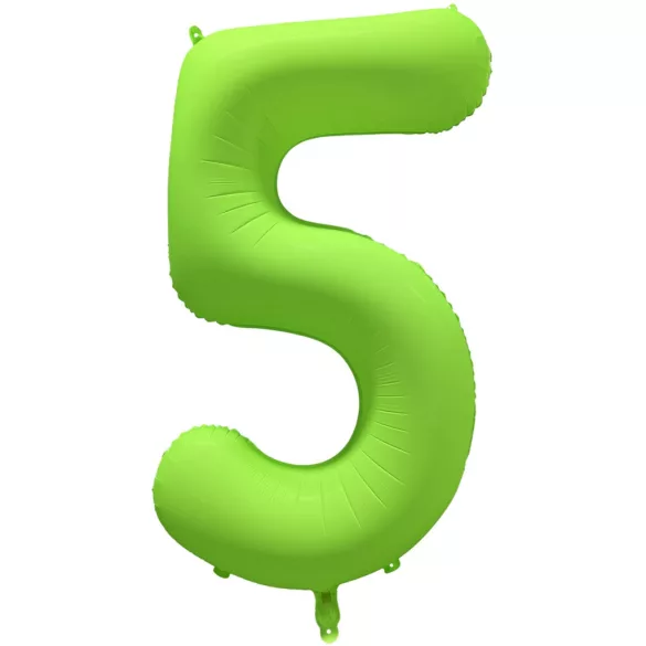 5 szám neon zöld fólia lufi - 86 cm (UV fényben világít)