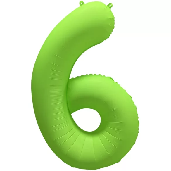 6 szám neon zöld fólia lufi - 86 cm (UV fényben világít)