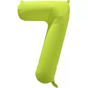   7 szám neon zöld fólia lufi - 86 cm (UV fényben világít)