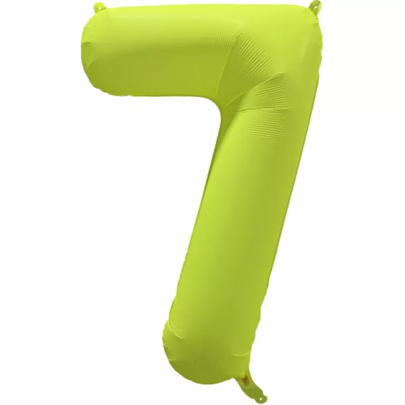 7 szám neon zöld fólia lufi - 86 cm (UV fényben világít)