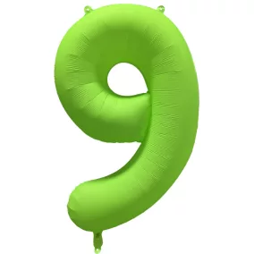   9 szám neon zöld fólia lufi - 86 cm (UV fényben világít)