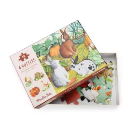   Moulin Roty - Kiskertem - Állatos puzzle - kirakó (4x12 db-os)