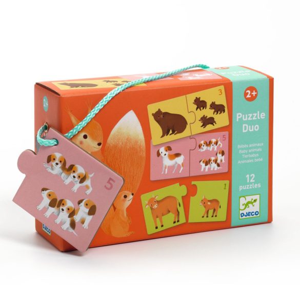 Djeco Párosító puzzle Kié a kölyök? 24 db-os - Baby animals