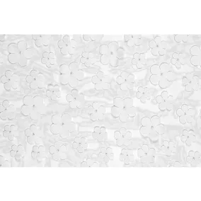 Asztali futó - Virágos - fehér - 26 × 500 cm