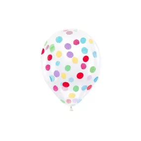   Konfetti lufi - kör mintás - vegyes szín (30 cm) - 6 db/csomag