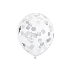 Konfetti lufi - kör mintás - ezüst (30 cm) - 6 db/csomag